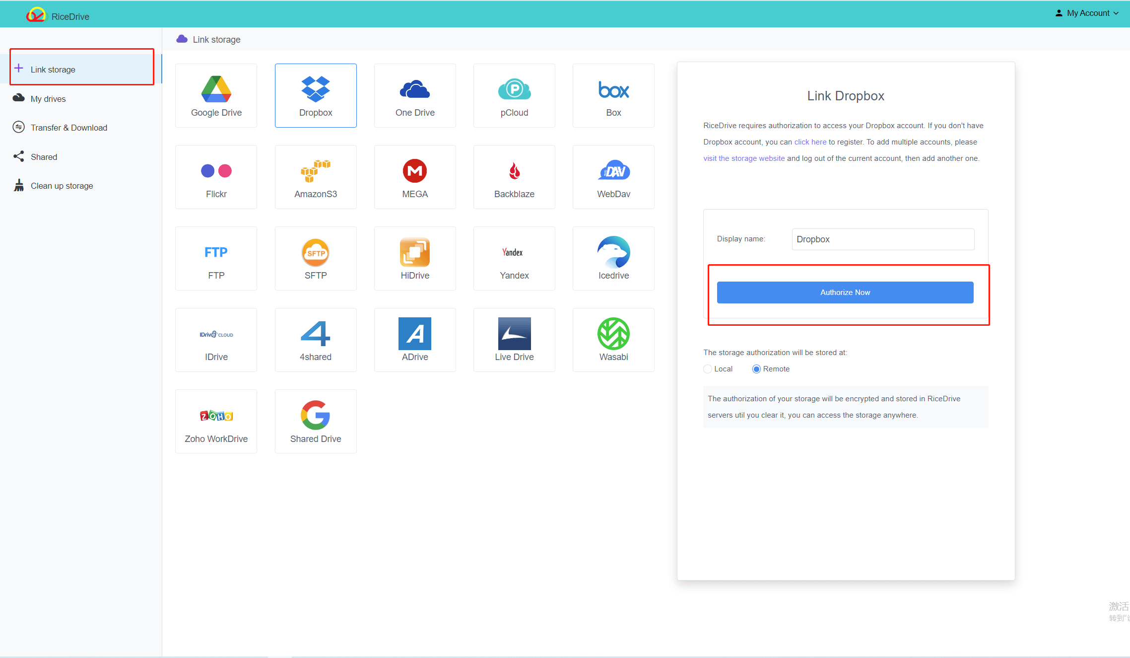 Connect dropbox