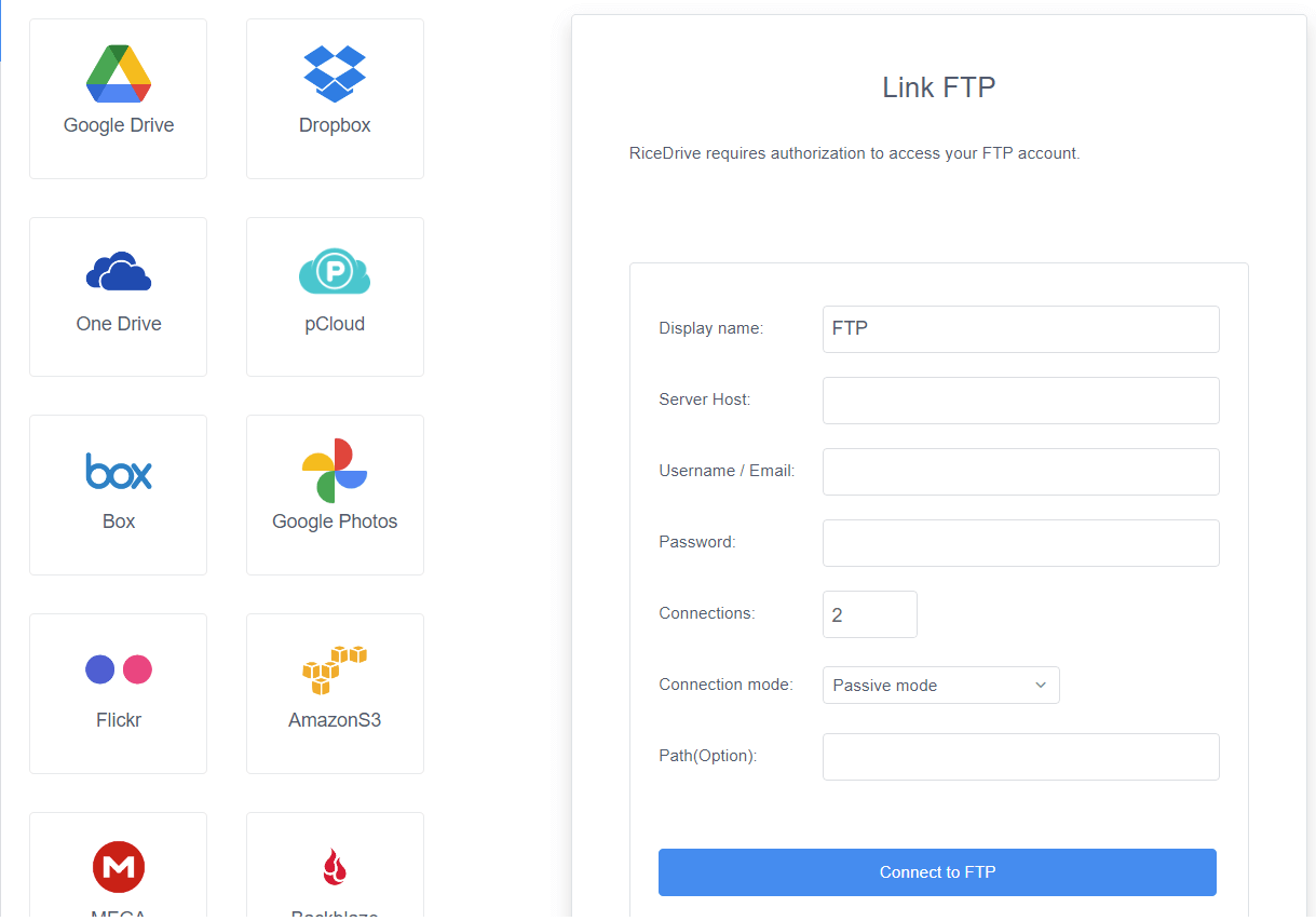 Connect FTP to RiceDrive