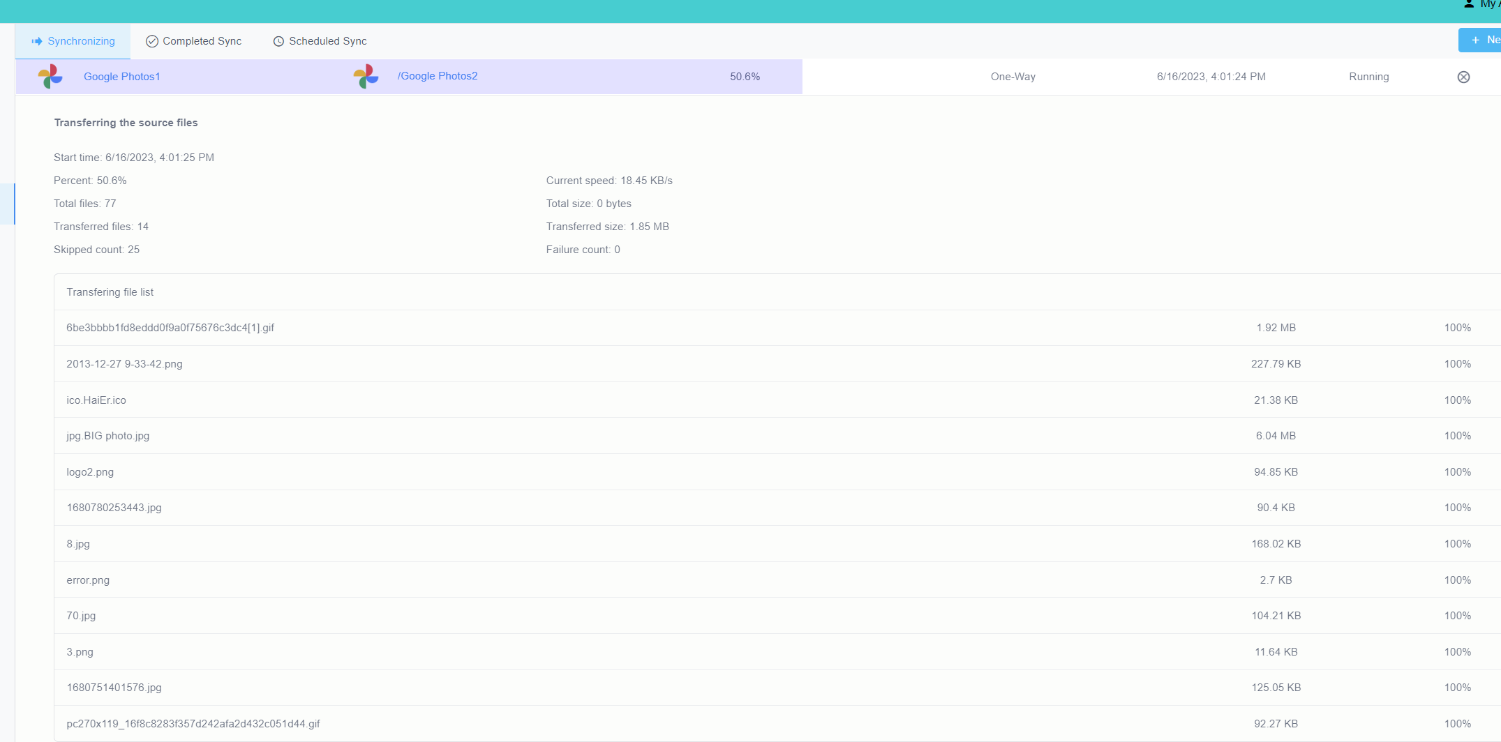 Progress for Google Photos and OneDrive