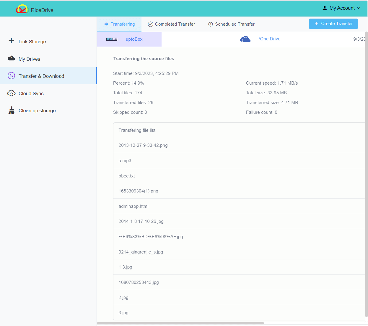 Task Icedrive to pCloud