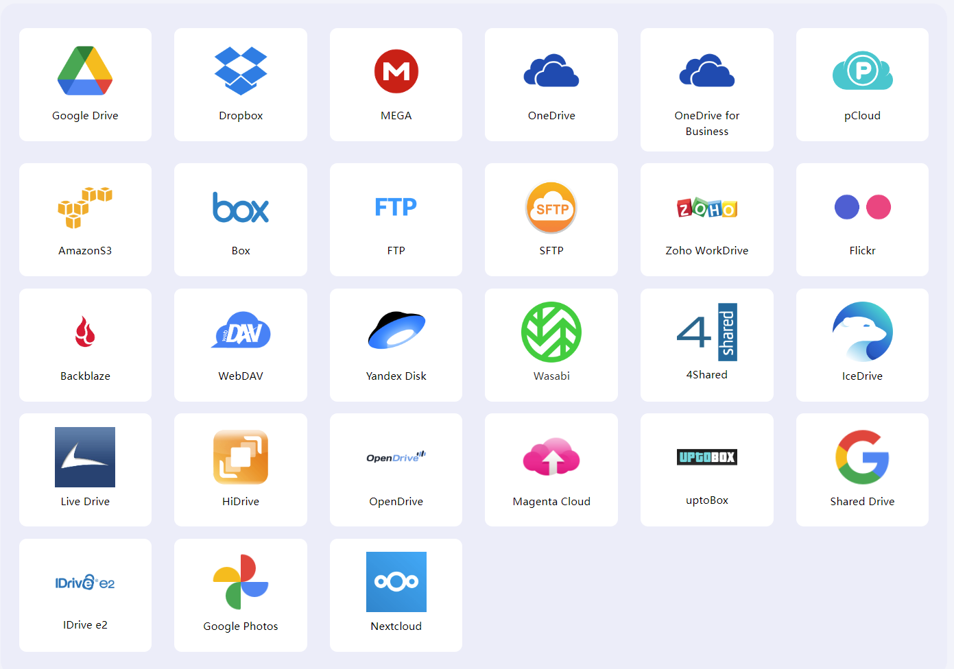 Облачные хранилища, поддерживаемые RiceDrive