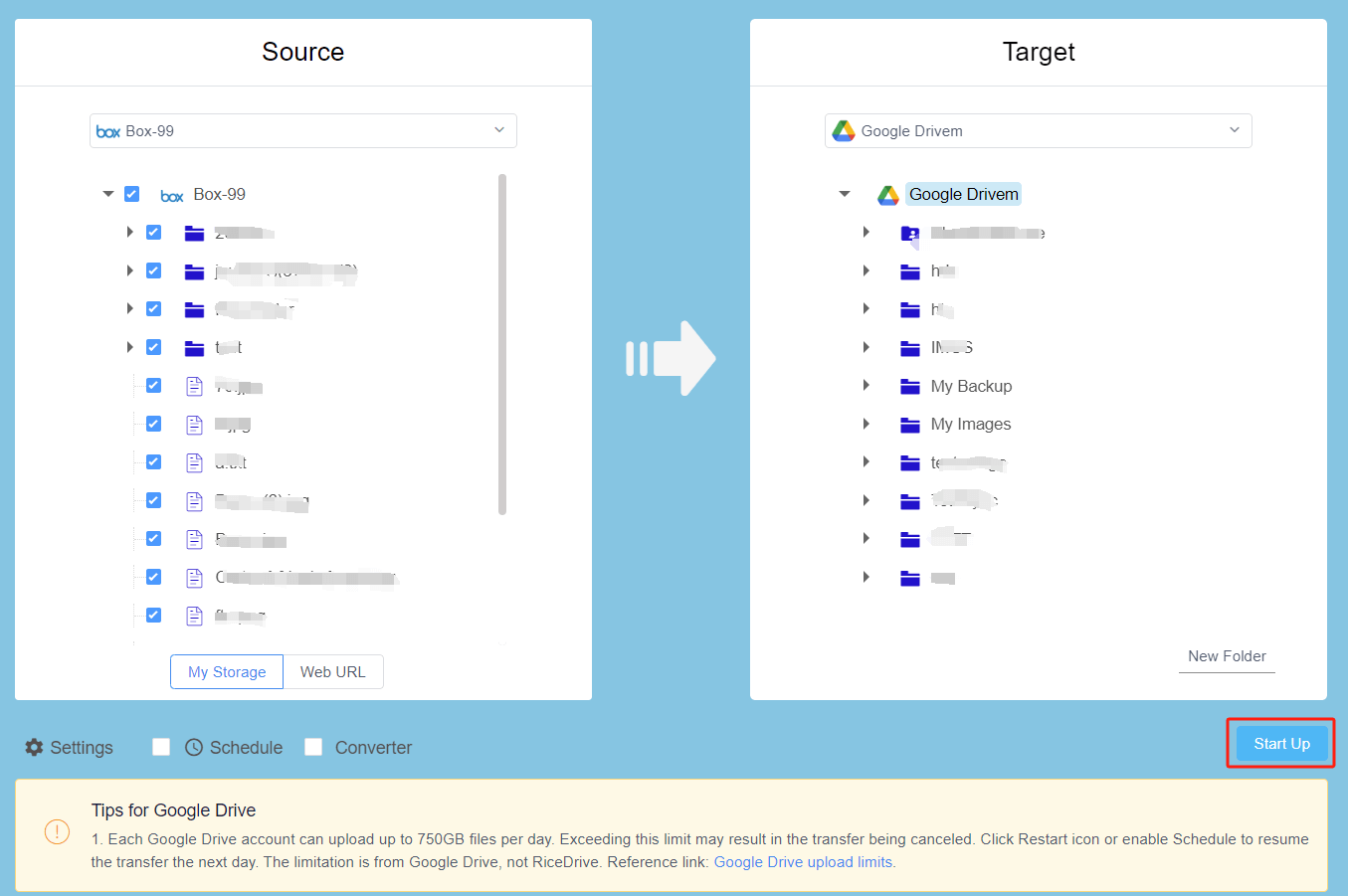 Task for copying Box to Google Drive