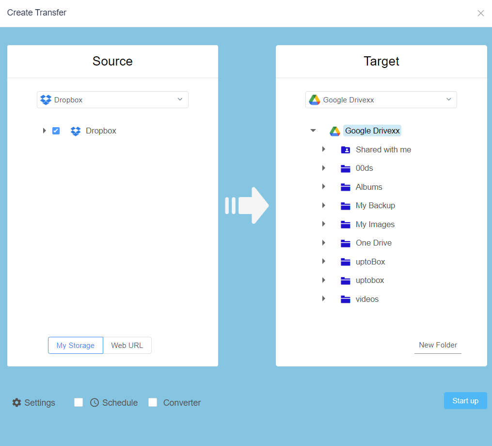 Transfer Dropbox to Google Drive