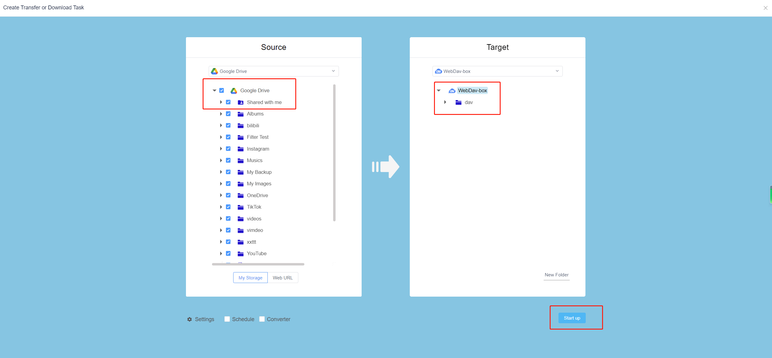 Task Icedrive to pCloud