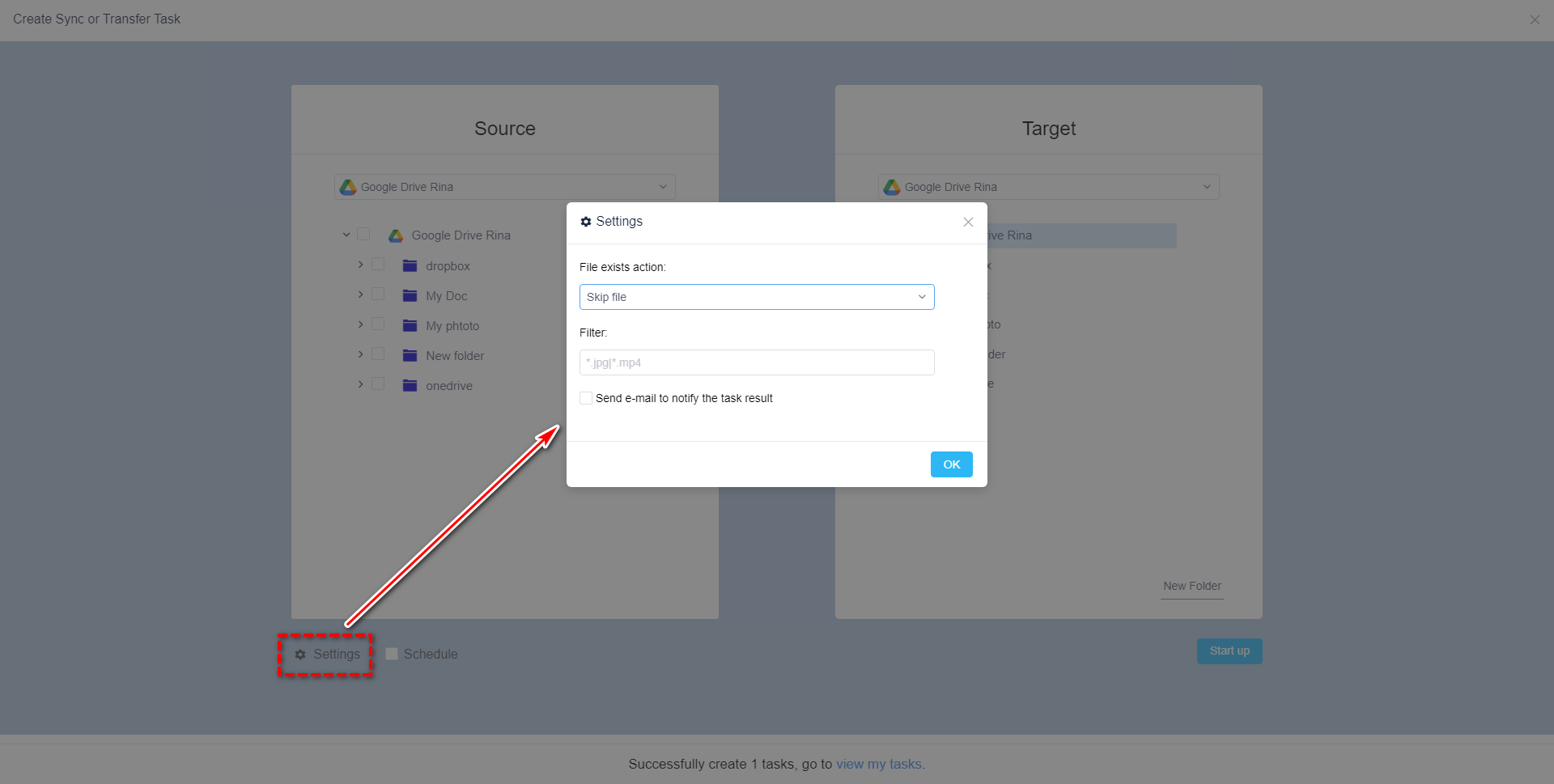 Set filter conditions